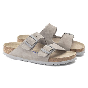 Birkenstock - Arizona Soft Footbed - Suede leather-In Stone Coin
