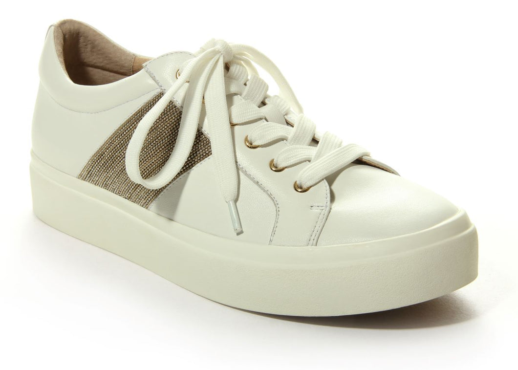 Vaneli - Yavin Lace Up Sneaker - In White Nappa with Chain