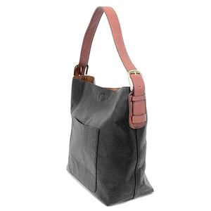 Joy Susan - Classic Hobo Bag - In Black W/Cedar Handle