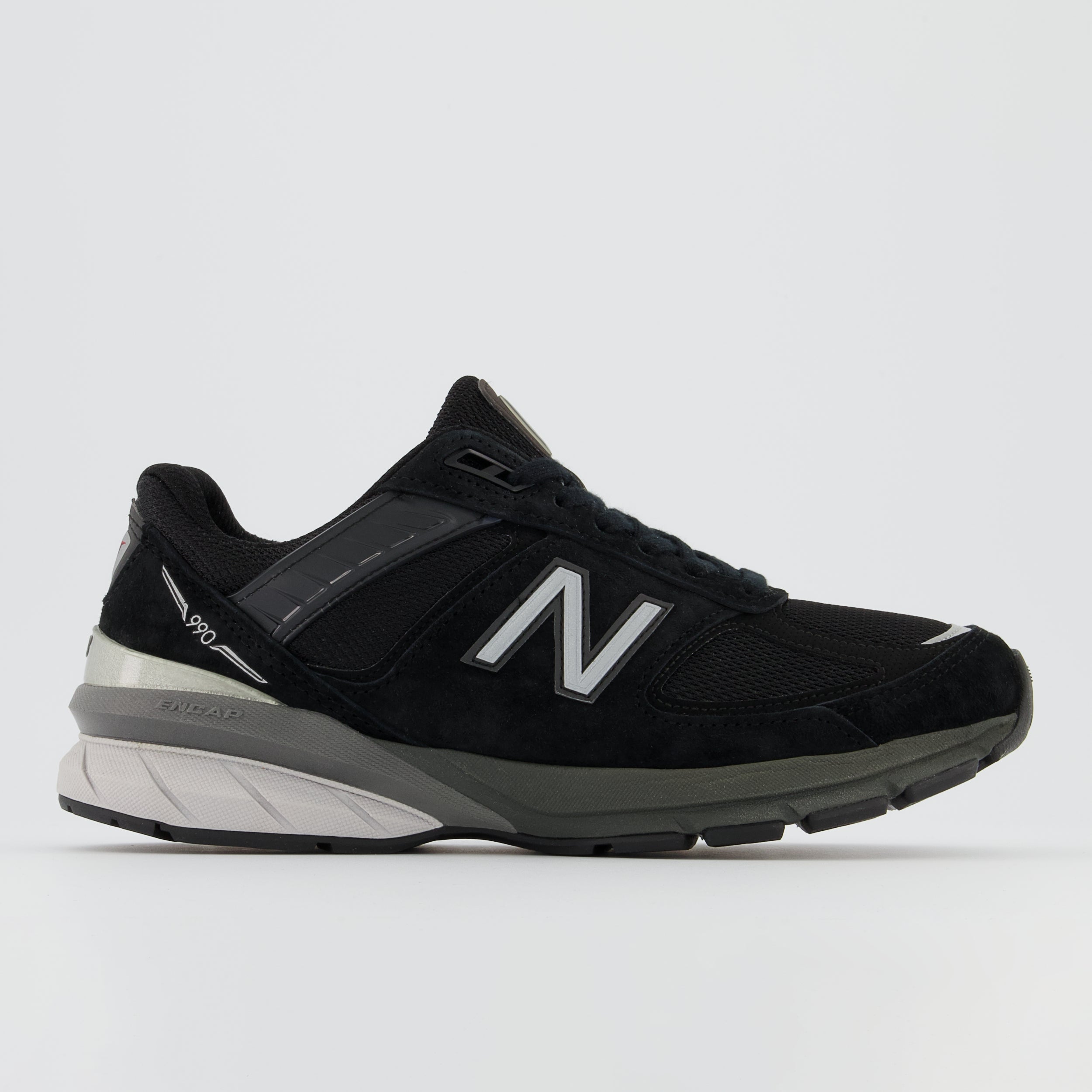 New Balance Made in the USA 990v5 In Black with silver Warrens Shoes